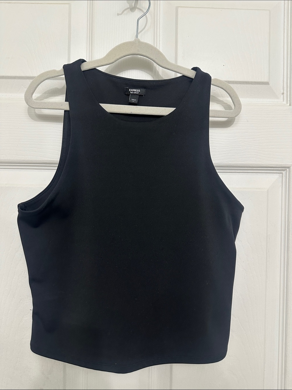 Express Body Contour Black Ribbed Crop Tank